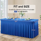 Spandex Tablecloth 6FT Rectangle Table Cover 6 Pcs Royal Blue Wrinkle-Free - Image 5