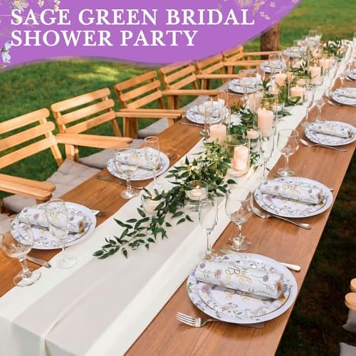 Pickmesh 250 Pcs Wildflower Bridal Shower Decorations Floral Miss to Mrs Plates and Napkins Sets Bride to Be Disposable Paper Tableware Set for Wedding, Engagement, Bachelorette Party, Serves 50 - Image 5