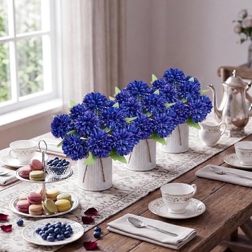 6 Set Pre-Made Flower Table Centerpieces - Royal Blue - Image 3