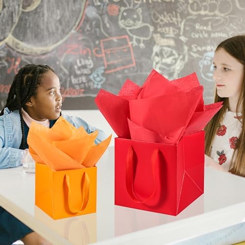 AZOWA Red Square Gift Bags with Tissue - 12 Inch Paper Bags with Handles Birthday Party Favor Christmas Wedding Gift Box Flowers Decoration (10 PCS, 12x12x12 in) - Image 5