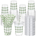Sliner 50 Sets 16oz Sage Green Gingham Party Plastic Cups by Sliner