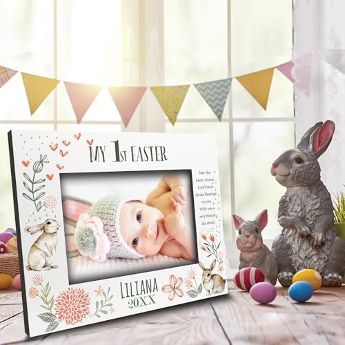 BELLA BUSTA- Personalize Baby First Year Memory Keepsake Picture Frame-Nursery Decor (1st Easter (5x7 Horizontal)) - Image 2