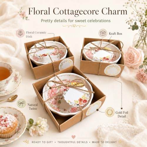 bridal shower gifts for guests 10 Pack Mini Floral Ceramic Dishes 3.9 Inch - Image 3