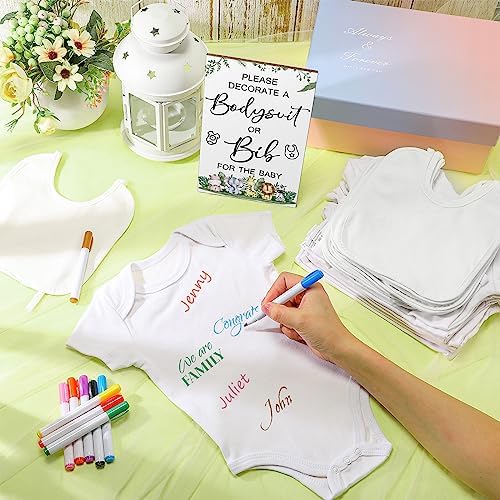 Roowest 35 Pcs Baby Shower Bibs Game with Bib Bodysuit Marker, Jungle - Image 5