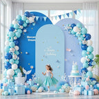 Gradient Blue Arch Backdrop Cover 7.2FT 6.6FT 6FT Arch Covers Stretchy Backdrop Set of 3, Party Arch Cover Spandex Fitted Under The Sea Fabric Arch Covers for Baby Shower Birthday Wedding Decoration - Image 2