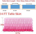 Pink Table Skirt Tutu Table Cloth for Rectangle Table for Baby Shower Birthday Unicorn Party Home Decor Gradient Pink - Image 4