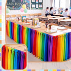 Reallnaive 14 ft x 30 Inch Table Skirt for Teacher Desk, Rainbow, Chic - Image 4