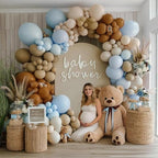 Brown And Blue Balloon Garland Double Stuffed Nude Tan Light Blue Beige Latex Balloon Arch Kit for Neutral Baby Shower Teddy Bear Gender Reveal Wedding Birthday Party Decorations - Image 6
