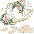25 Set Gold Metal Floral Hoop Centerpiece with Wood Stand for Wedding Party by GUDELAK