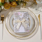 50Pcs Glitter Laser Cut Wedding Invitation Cards with Envelope Silvery - Image 6