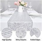 6PCS 12x72 Inch Sequin Table Runner Silver Glitter Table Runner for Party, Wedding, Bridal Baby Shower, Event Decorations（6PCS, 12x72 Inch, Silver） - Image 3