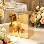 Gold Mirror Acrylic Wedding Card Box - Image 2