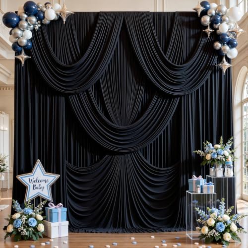 10ft x 10ft Black Backdrop Curtains, 2 Panels Black Drapes for Backdrop - Image 2