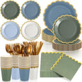 Mimorou 169 Pcs Dusty Blue and Sage Green Plates and Napkin Party Supplies by Mimorou