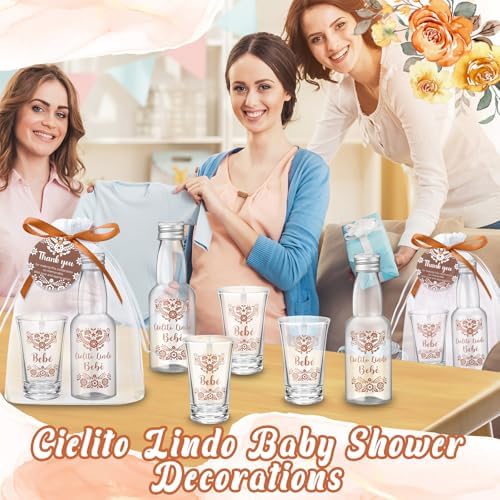 Lemonroad 36 Set Cielito Lindo Baby Shower Favors Clear Shot Glasses, Brown - Image 5