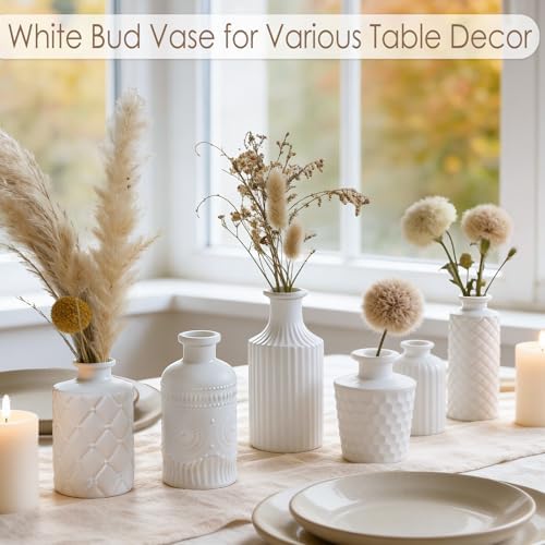 TBWIND 12 Pcs Matte White Glass Bud Vase Set - Image 3
