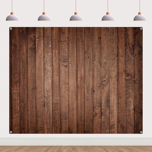 Wood Backdrop 10x8ft Brown Wooden Rustic Floor Panel Board Fabric Background Baby Shower Birthday Wedding Decorations Banner Large Polyester Western Barn Party Wall Decor Photo Props - Image 2