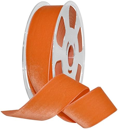 Morex Ribbon Nylon, 1 1/2 inches by 11 Yards, Pumpkin, Item 01240/10-601 Nylvalour Velvet Ribbon, 1 1/2" x 11 yd, by MorexRibbon