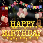 138pcs Happy Birthday Marquee Light Up Letters- LED Letter Number Light Sign with Round Light Balloons Decoration for Birthday Home Table Decor White - Image 3