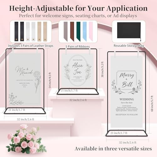 Wedding Welcome Sign Stand Holder - Adjustable Easel for Wedding Signs Stand & Seating Charts, Metal Easel Stand for Sign Reception Display, Black Welcome Hanging Sign Holder for Party, Events - Image 2