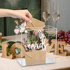Hooqict Clear Acrylic Card Box with Lock and Slot, Thick DIY Wedding Gift Card Box for Party, Graduation, Wedding Reception, Retirement, Bridal or Baby Shower, Raffle Ticket Money Envelope Holder - Image 5