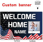 Custom Welcome Home Decorations Kit Military Welcome Home Banner Red White and Blue Balloons Patriotic Paper Fans Star Streamers Tablecloth for Patriotic Memorial Day Deployment Returning Party Decor(5x7.5ft) - Image 2