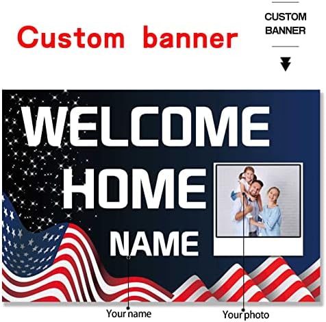 Custom Welcome Home Decorations Kit Military Welcome Home Banner Red White and Blue Balloons Patriotic Paper Fans Star Streamers Tablecloth for Patriotic Memorial Day Deployment Returning Party Decor(5x7.5ft) - Image 2