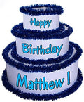 Anderson's White & Blue Personalized Pop-Out Birthday Cake, Life-Size Faux Cake with Fun Font, Custom Name, Surprise Reveal Prop for Milestone Parties, Photo Ops, Store or Business Events by Andersons