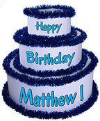 Anderson's White & Blue Personalized Pop-Out Birthday Cake, Life-Size Faux Cake with Fun Font, Custom Name, Surprise Reveal Prop for Milestone Parties, Photo Ops, Store or Business Events by Andersons