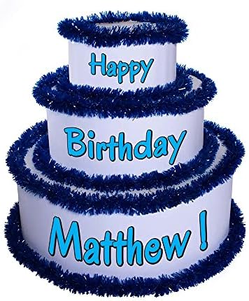 Anderson's White & Blue Personalized Pop-Out Birthday Cake, Life-Size Faux Cake with Fun Font, Custom Name, Surprise Reveal Prop for Milestone Parties, Photo Ops, Store or Business Events by Andersons