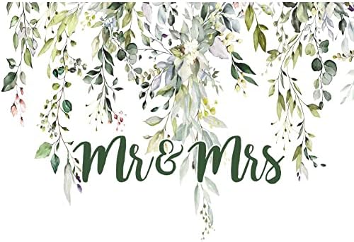 Leowefowa 10x6.5ft Greenery Mr & Mrs Backdrop Wedding Bride to Be Engagement Bridal Shower Background Decorations Bride and Groom Engaged Ceremony Anniversary Banner Supplies Photo Booth Props - Image 3