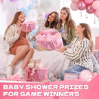 74PCS Baby Shower Prizes for Game Winners with Clear Makeup Bags Glitter Mirrors Belly Rulers Baby Feet Keychains Headbands Hair Claws for Baby Shower Games and Bridal Shower Favors (Pink, 6 Sets) - Image 5