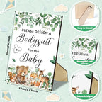 201 Pcs Baby Shower Set Baby Shower Game Sign Baby Bib Bodysuit White Baby Bib Newborn Bodysuit Baby Shower White Decorating Kit(Woodland Animal) - Image 3