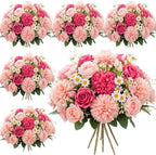 Tigeen 6 Bundles Artificial Flowers Bouquet for Wedding, Pink Magenta by Tigeen