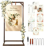 Wooden Welcome Sign Stand, Fixed Sign Holder , Wedding Welcome Sign Stand Wood Easel with Hanging Straps & Ground Stakes for Wedding decor, Birthday Party or Any Event, 63" x 30" x 11.8" by Unknown