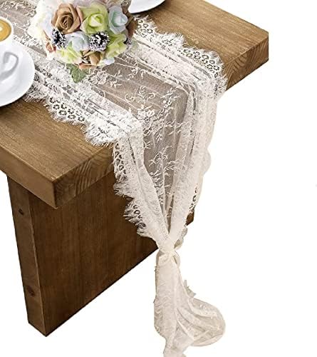 20 Pcs White Lace Table Runner 14 x 120 Inch Embroidered Boho Table Runner for Wedding Party Bridal Shower Decorations Vintage Rustic Table Runners by HEIPINIUYE