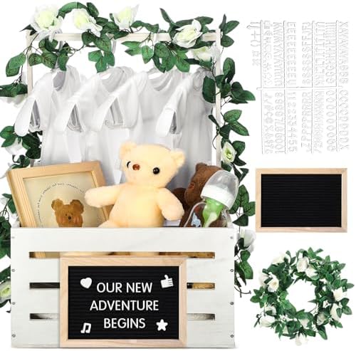 Barydat Wooden Baby Shower Crate Closet Baskets for Baby Shower, White by home