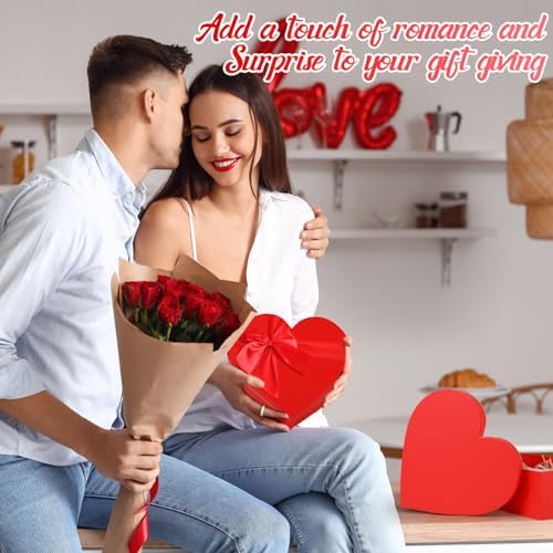 Glenmal 3 Pcs Heart Shaped Gift Boxes with Lids,Red - Image 6