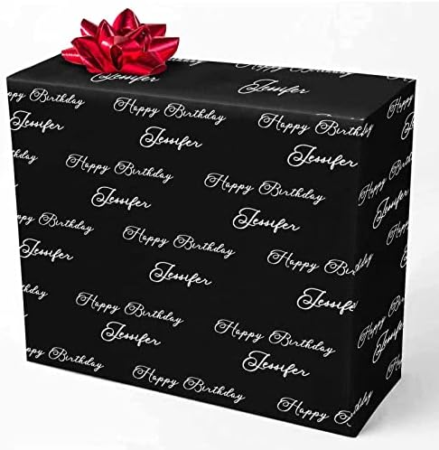 MyPupSocks Customized Face Wrapping Paper, Personalized Wrapping Paper Happy Birthday with Name Black Photo Picture Gift Wrap Paper Roll 58x23 for Women Men Kids Boys Girls Baby Birthday 5 Rolls by MyPupSocks