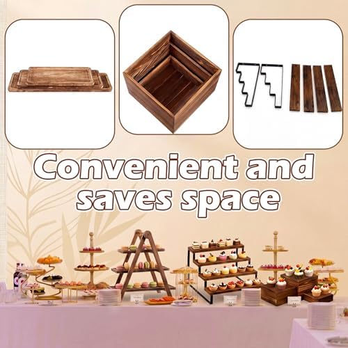 Willinglong 8 Pack Wood Risers for Buffet Table Dessert Table Display Set - Image 3