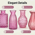 32 PCS Assorted Vintage Bud Vases, Colorful Glass Small Vases Bulk, for Centerpieces, Wedding Table Decor, Home Decorations & Gifts (Pink Seiris) - Image 3