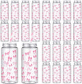 Chuangdi 24 Sets 14 oz Pink Bow Bottles with Straws Party Jars Metal Lids by Chuangdi