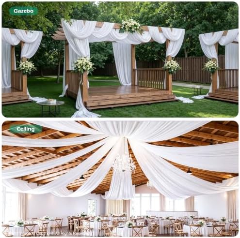 8 Panels 5ft(W) x 20ft(L) White Ceiling Drapes for Wedding Parties - Image 5