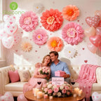 Alecono 9 Pcs Giant Paper Flowers, Extra Large Handcrafted Tissue Paper Flowers Decorations for Wall, Crepe Floral for Mexican Fiesta, Wedding Backdrop, Bridal Shower Birthday Party Decor(24" 20" 14") - Image 6