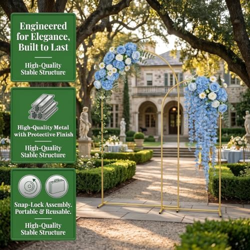 Metal Arch Backdrop Stand 7.2FT+6FT: Wedding Arch Frame for Ceremony Balloon Arch Stand for Birthday Anniversary Wedding Party Baby Shower - Image 5