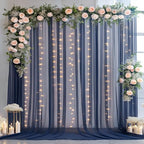 20×10ft Navy Blue Tulle Backdrop Curtain with Lights String for Parties, Sheer Photo Backdrop Curtains for Wedding Party Photography Background - Image 5