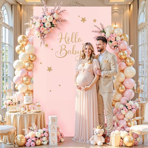 6.6FT x 4FT Light Pink Square Backdrop Arch Cover Double-Sided Spandex Arch Covers Fitted Wedding Arch Stand Cover Stretchy Backdrop for Balloon Arches Birthday Baby Shower Party Banquet Decorations - Image 2