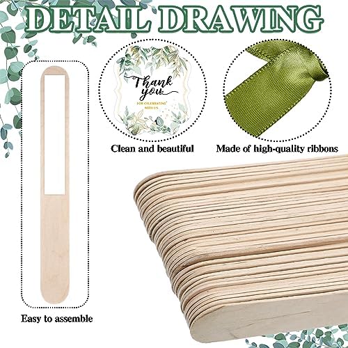 Huwena 50 Sets Wedding Fans for Guests Handheld Fans, Green, Leaf - Image 5