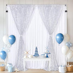 Silver Glitter Sequin Backdrop Curtains 6ftx8ft Photo Drapes - Image 4