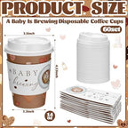 Vesici 60 Pcs 14oz A Baby Is Brewing Coffee Cups Decorations - Image 2